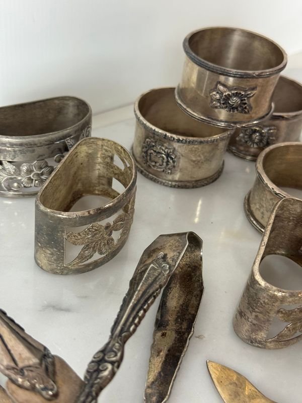 Lotes de cubiertos labrados de plata para postre - imagen 11