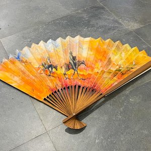 Gran abanico de madera decorado quijote, altura 1 mts - imagen 1