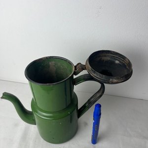 Cafetera Esmaltada Antigua Verde con Tapa Negra - imagen 4