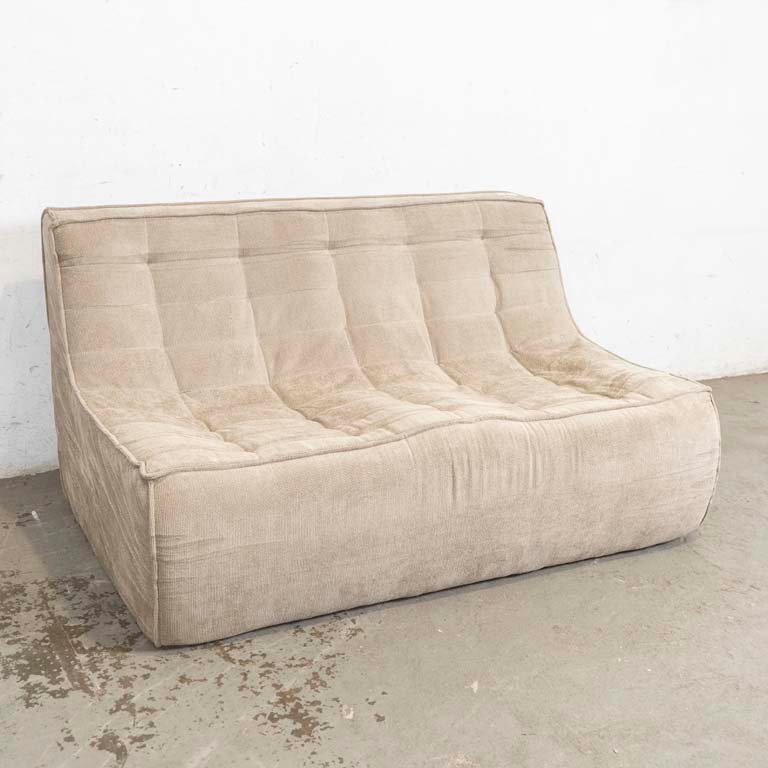 Sofá de Dos Cuerpos Beige en Tela Lavable - Nuevo