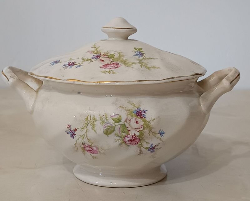 Azucarero de Porcelana INGLESA Johnson Bros. 'OLD CHELSEA' con tapa - imagen 2