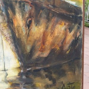 Pintura al óleo "Puerto Viejo" de Aldo Curto, 150x100 cm - imagen 1