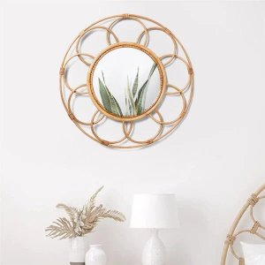 Espejo Redondo Decorativo con Círculos de Fibra Natural 63cm - imagen 1