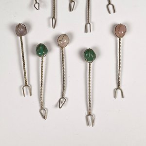 Diez Pinchos Decorativos con Piedras Ágata y Metal - imagen 3