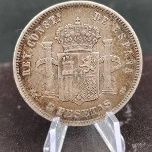 Moneda Antigua de Plata 5 Pesetas Alfonso XIII España 1889 - imagen 3