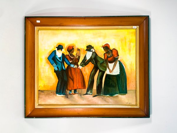 Lote siguiente: Pintura oleo sobre tela de S. Ráfols: Candombe, mama viejas y gramilleros