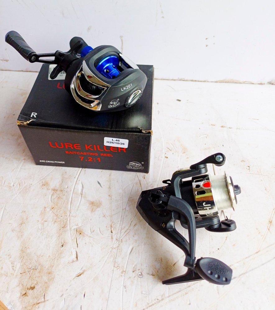 Reel de pesca frontal Lure Killer LK201 y reel galleta