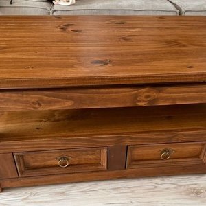Mesa de centro de madera con 4 cajones y tapa rebatible - imagen 3