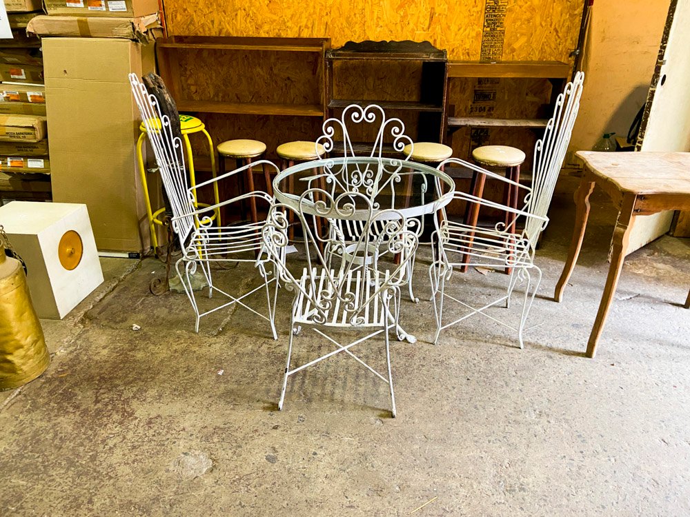 Juego de Jardín de Hierro Forjado Blanco