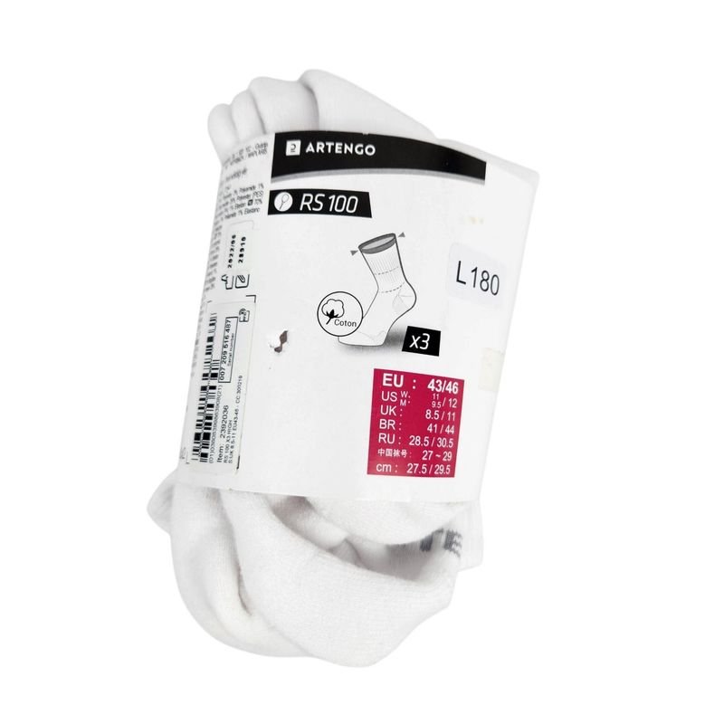 Set x2 Medias Largas Blancas Artengo Talle 43/46
