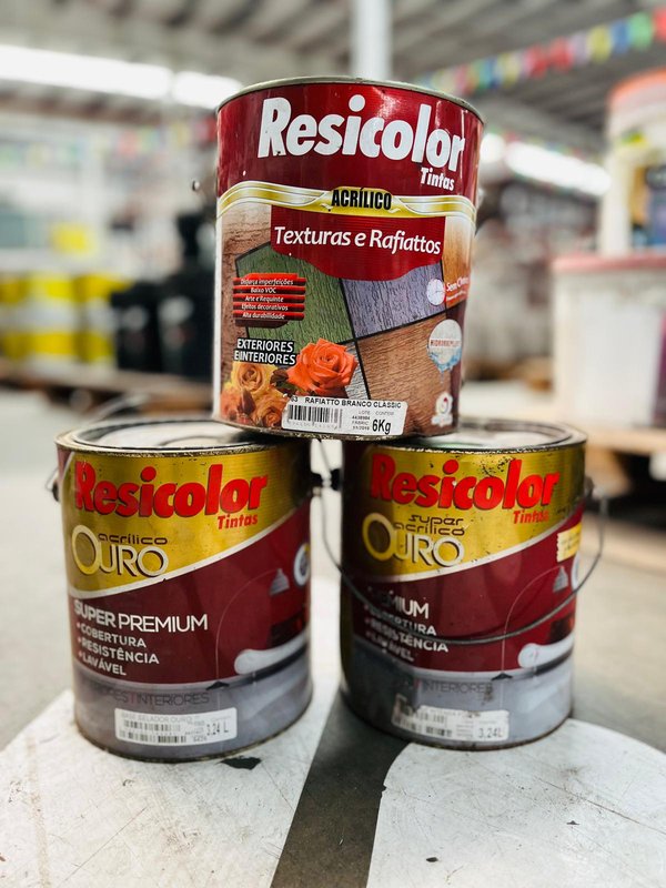 Latas de Pintura Acrílica Resicolor Ouro (3.24L y 6L)
