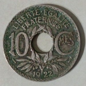Moneda Francesa 10 Céntimos 1922 Tipo Lindauer - imagen 1