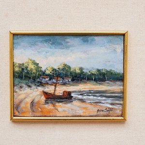 Pintura "Playa" al Óleo de Aldo Curto - 12x9 cm - imagen 2