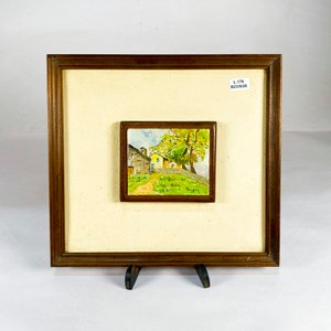 Cuadro Óleo "Campestre" Firmado R. Panella - 10 x 9.5 cm - imagen 1