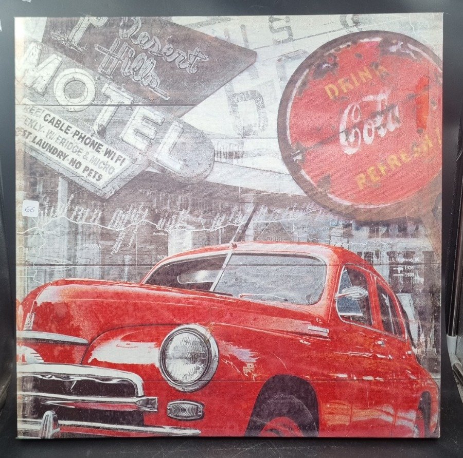 Cuadro Decorativo Coche Antiguo Coca-Cola 50x50 cm