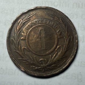 Moneda de 1 Centésimo de 1869 de la República Oriental del Uruguay - imagen 2