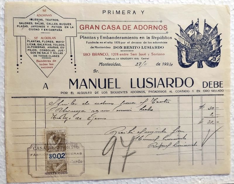 Lote anterior: Recibo de alquiler de adornos para teatro