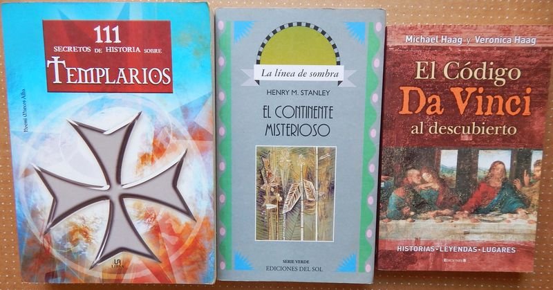 Lote de 3 Libros: El Código Da Vinci Al Descubierto, El Continente Misterioso y 111 Secretos De Historia Sobre Templarios