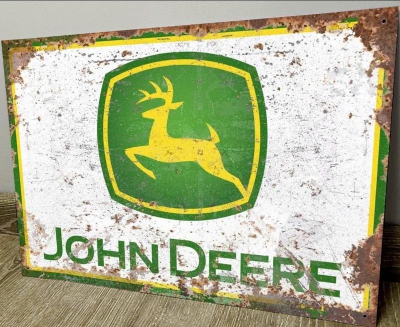Cartel Metálico Decorativo John Deere Vintage 28x19 cm