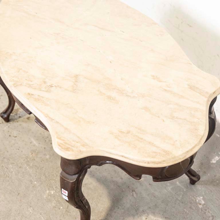Mesa de living victoriana con tapa de mármol lobulada - imagen 3