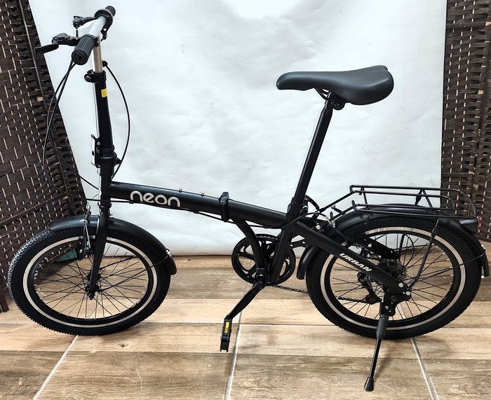Bicicleta Plegable Rodado 20, 7 Cambios. Con Parrilla. Negra - imagen 1