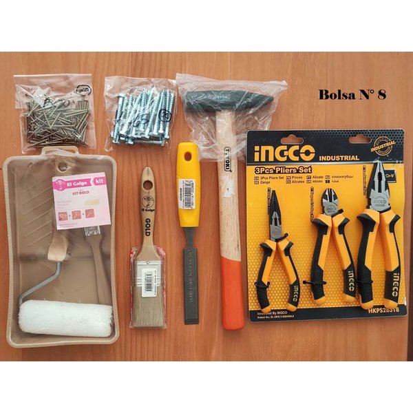 Kit de Herramientas Ingco con Martillo y Pincel
