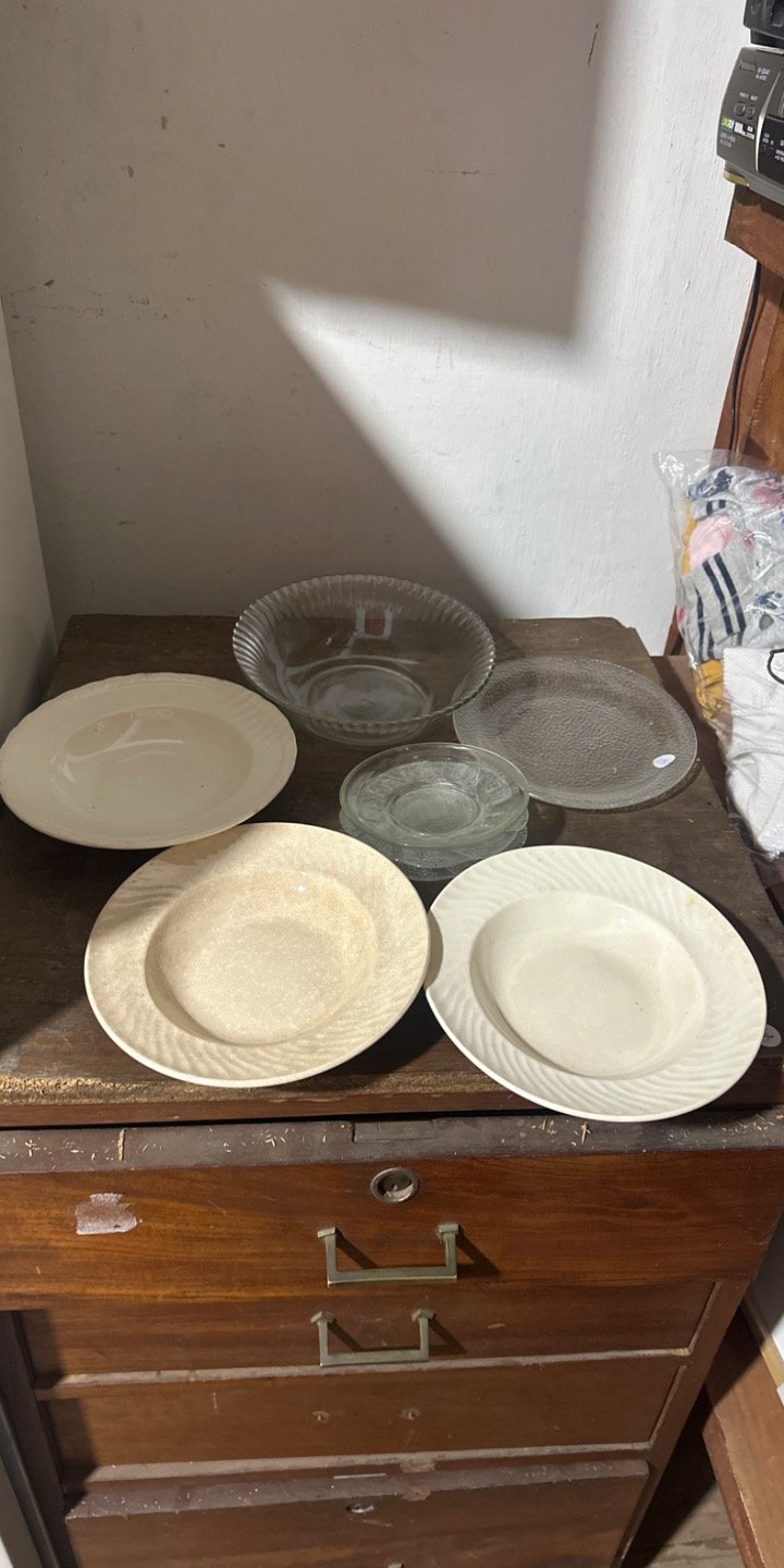 Set de Platos y Bowl de Vidrio