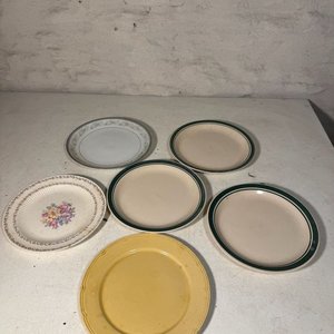 Lote de 6 Platos de Loza Sellados, Uno con Marca "Sterling Ohio" - imagen 1
