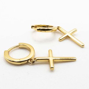 Caravanas Aros con Cruces Baño de Oro Plata 925 - imagen 2