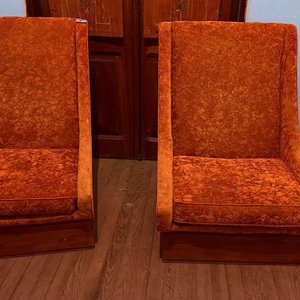 Par de Butacas Estilo Retro en Terciopelo Naranja - imagen 5
