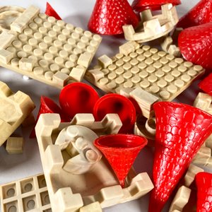 Set de Juego Tipo "Lego" Variado con Piezas Rojas y Beige - imagen 3