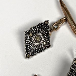 Par de Gemelos de Plata y Oro con Diseño Art Decó - imagen 4