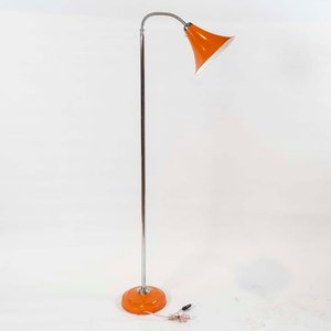 Lámpara de Pie Cromada con Pantalla Metálica Naranja y Cuello Flexible - imagen 1