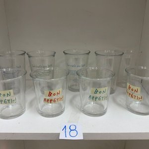 Set de 9 Vasos de Vidrio Grueso con Diseños "Le café au lait" y "Bon Appétit!" - imagen 2