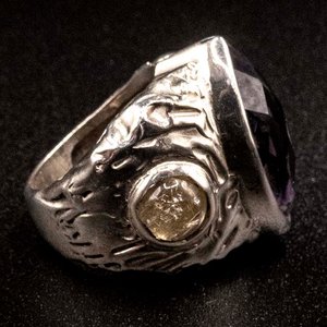 Anillo de Plata 950 con Amatista y Cuarzo Rutilo - imagen 2