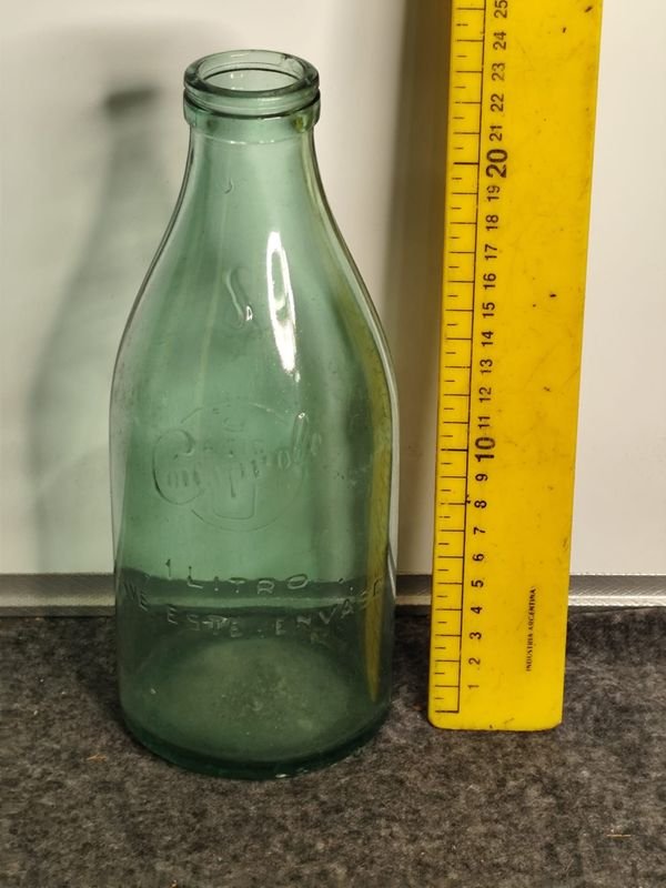 Botella de Vidrio Verde Conaprole para Leche - Coleccionismo