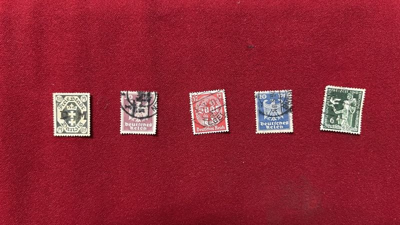5 Sellos Postales Alemanes "Deutsches Reich"