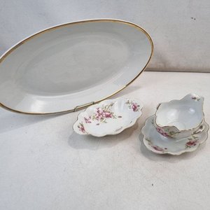 Conjunto Vajilla Porcelana M+Z Austria Floral Bordes Dorados - 3 Piezas - imagen 2