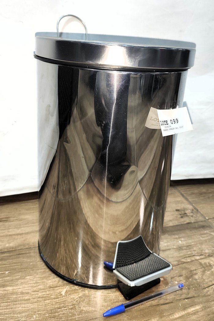 Papelera de Acero Inoxidable con Tacho Interior y Tapa Batiente, 12 Litros