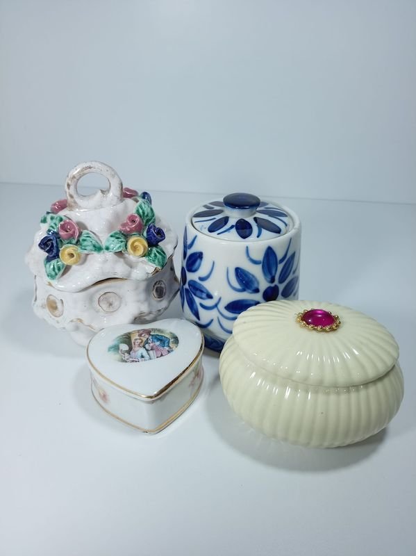Lote de 4 Cajas Decorativas de Cerámica Estilo Alhajero - imagen 1