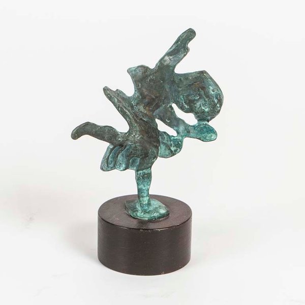 Escultura Bailarina de Germán Cabrera en Bronce con Base de Madera - imagen 1