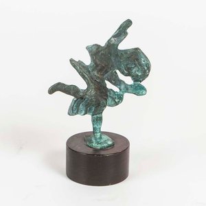 Escultura Bailarina de Germán Cabrera en Bronce con Base de Madera - imagen 1