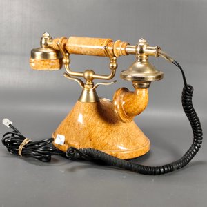 Teléfono Antiguo Electrofon Estilo Vintage Dorado y Marrón - imagen 8