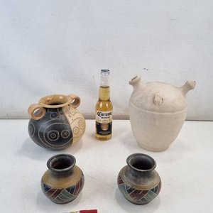 Lote de 4 Piezas de Alfarería Artesanal Decorativa - imagen 2