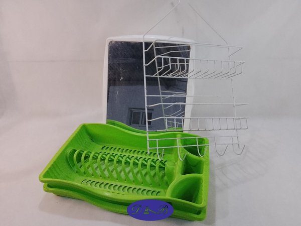 Escurridor de Platos Verde con Botiquín Blanco