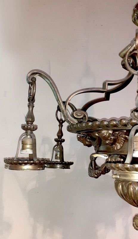 Araña Francesa de finales de 1800 con detalles Religiosos de Querubines (Ángeles) - imagen 4