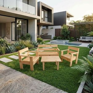 Lote siguiente: Juego de Muebles de Exterior en Madera Clara