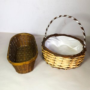 Lote de Cinco Canastos de Mimbre Artesanales - imagen 3