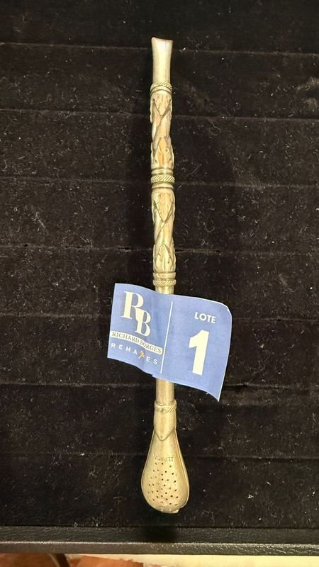 Bombilla alpaca labrada semicurva para venta - imagen 1