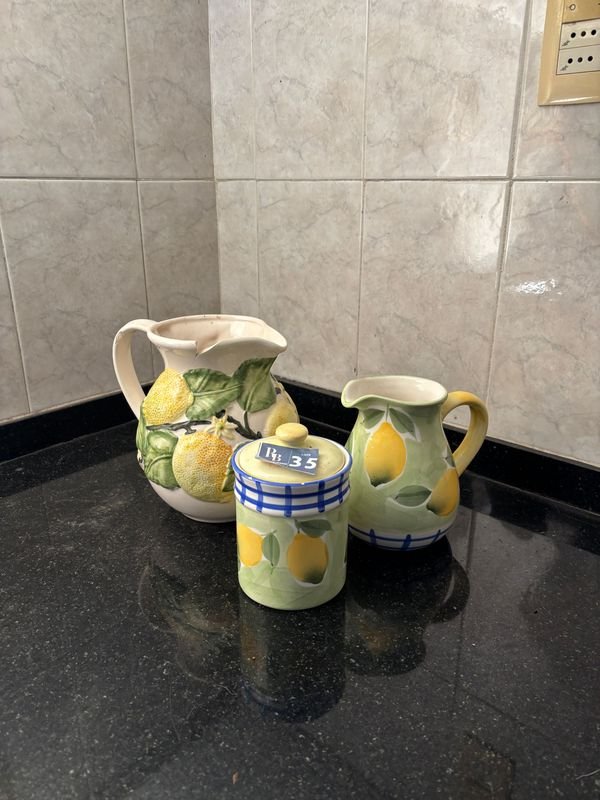 Jarra, Azucarera y Jarrón Decorativos Estilo Italiano con Limones